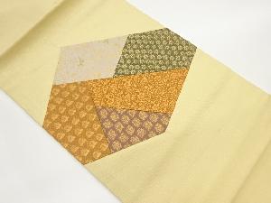 切り嵌め金通し名物裂模様織出し開き名古屋帯(額縁仕立て)
